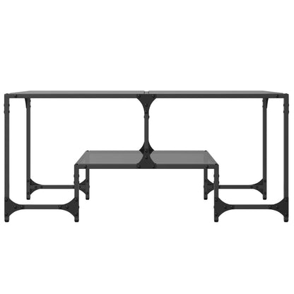 Coffee Table with Black Glass Top 98,5x50x45 cm Steel