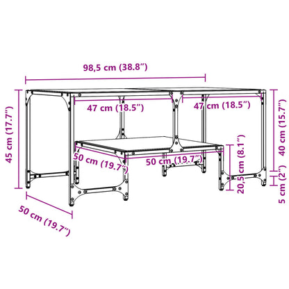 Coffee Table with Black Glass Top 98,5x50x45 cm Steel