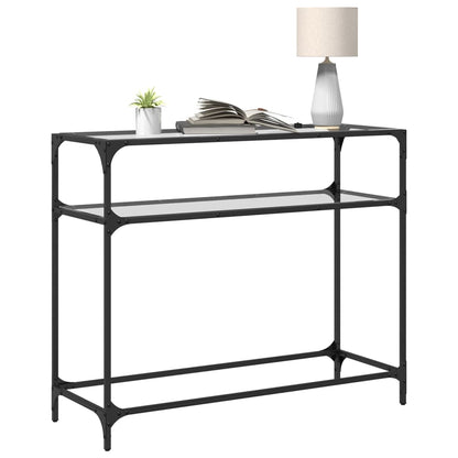 Console Table with Transparent Glass Top 98x35x81 cm Steel