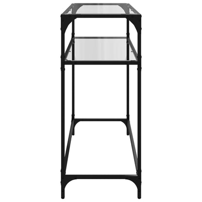 Console Table with Transparent Glass Top 98x35x81 cm Steel