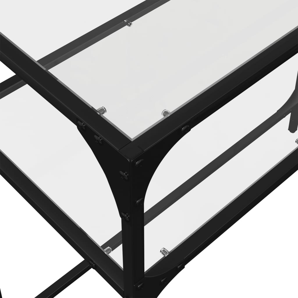 Console Table with Transparent Glass Top 98x35x81 cm Steel