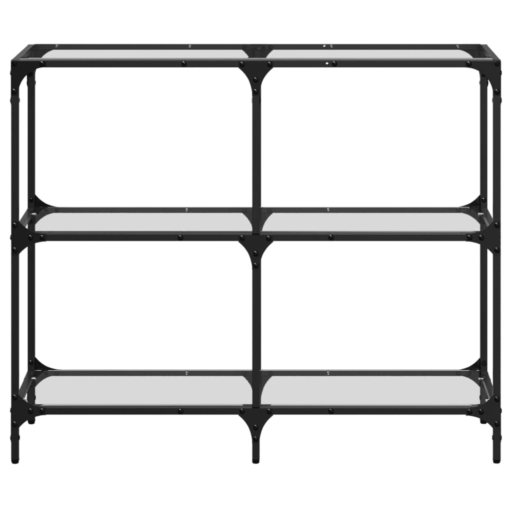 Console Table with Transparent Glass Top 98x30x81 cm Steel
