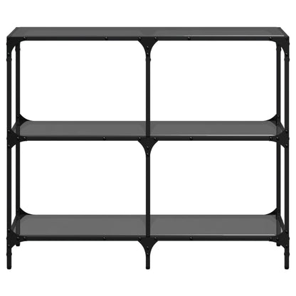 Console Table with Black Glass Top 98x30x81 cm Steel