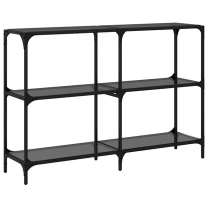 Console Table with Black Glass Top 118.5x30x81 cm Steel