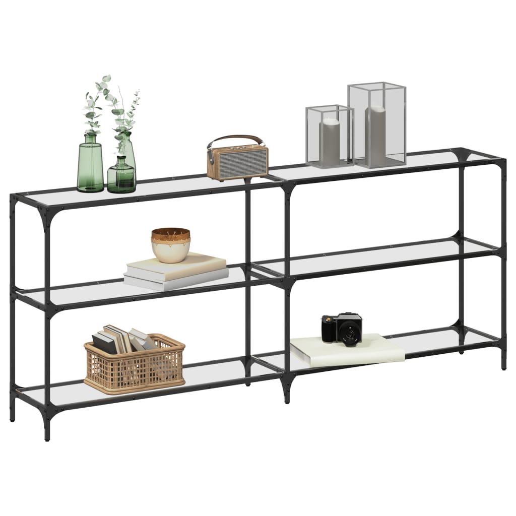 Console Table with Transparent Glass Top 194.5x30x81 cm Steel
