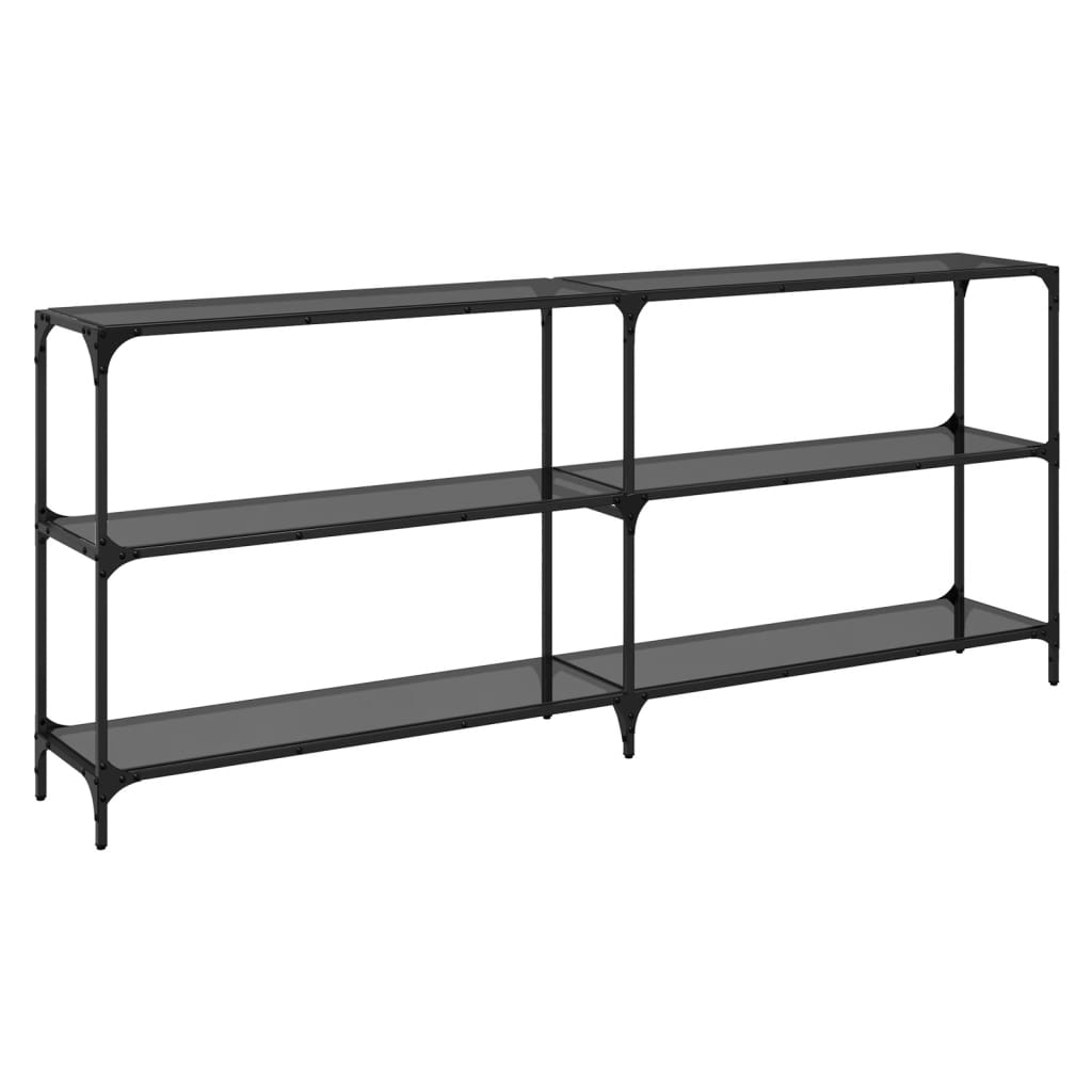 Console Table with Black Glass Top 194.5x30x81 cm Steel