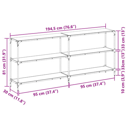 Console Table with Black Glass Top 194.5x30x81 cm Steel