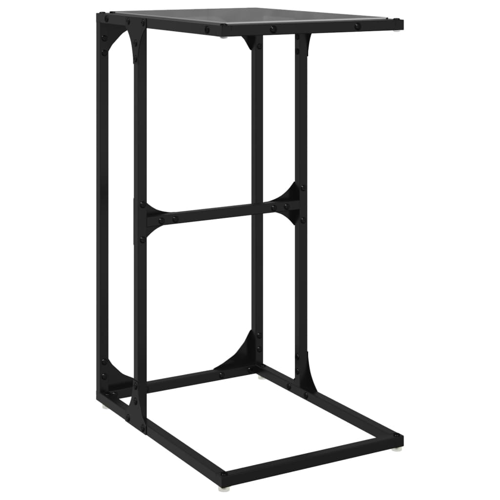 Side Table with Black Glass 40x30x61.5 cm Steel