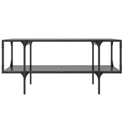 Coffee Table with Black Glass Top 98.5x50x45 cm Steel