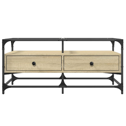 Coffee Table with Glass Top Sonoma Oak 98,5x50x45 cm Steel