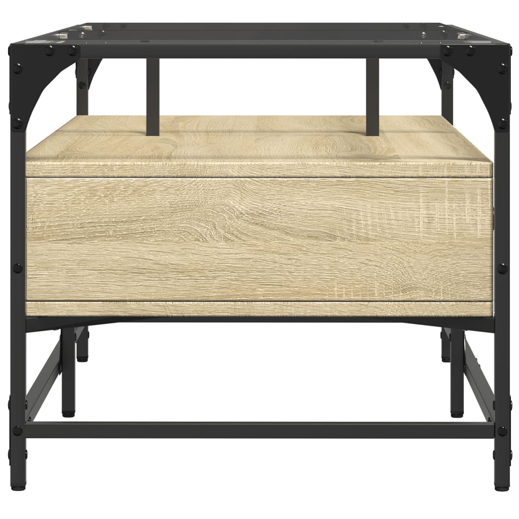 Coffee Table with Glass Top Sonoma Oak 98,5x50x45 cm Steel