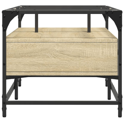 Coffee Table with Glass Top Sonoma Oak 98,5x50x45 cm Steel