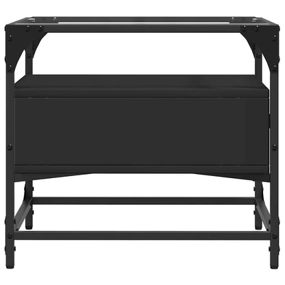Coffee Table with Glass Top Black 50x50x45 cm Steel