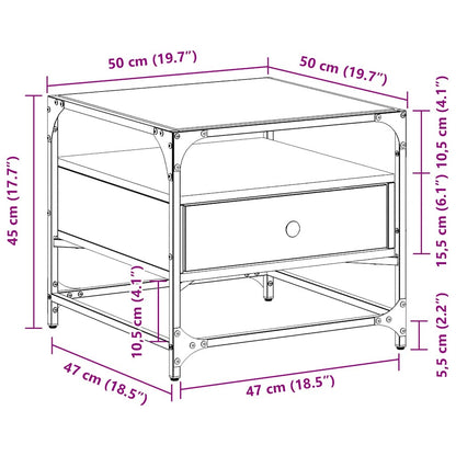 Coffee Table with Glass Top Black 50x50x45 cm Steel