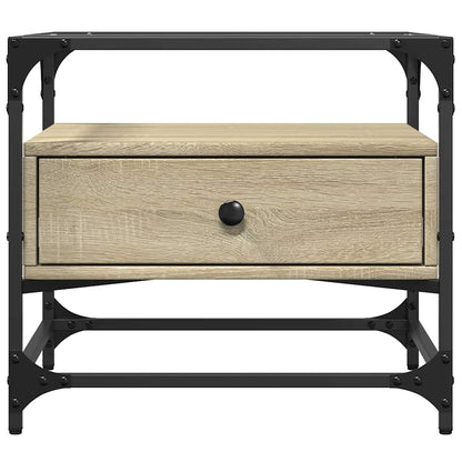Coffee Table with Glass Top Sonoma Oak 50x50x45 cm Steel