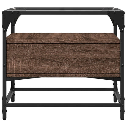 Coffee Table with Glass Top Brown Oak 50x50x45 cm Steel