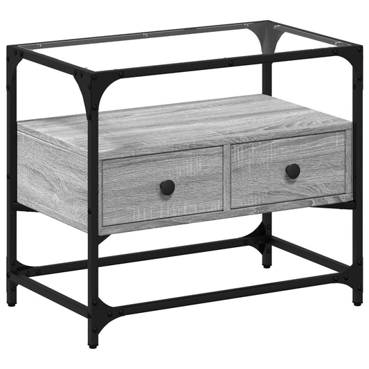 TV Cabinet with Glass Top Grey Sonoma 60x35x51 cm