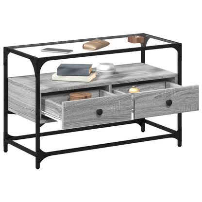 TV Cabinet with Glass Top Grey Sonoma 80x35x51 cm Engineered Wood