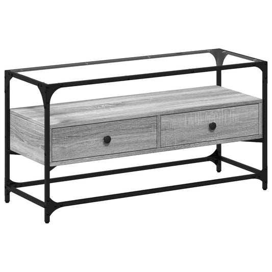 TV Cabinet with Glass Top Grey Sonoma 98x35x51 cm