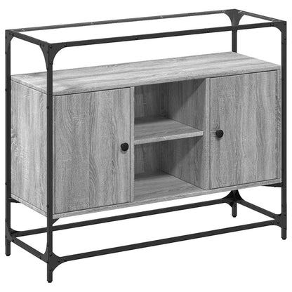 Sideboard with Glass Top Grey Sonoma 98x35x81 cm Engineered Wood
