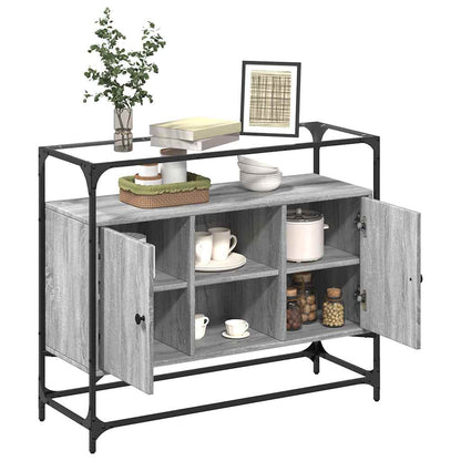 Sideboard with Glass Top Grey Sonoma 98x35x81 cm Engineered Wood