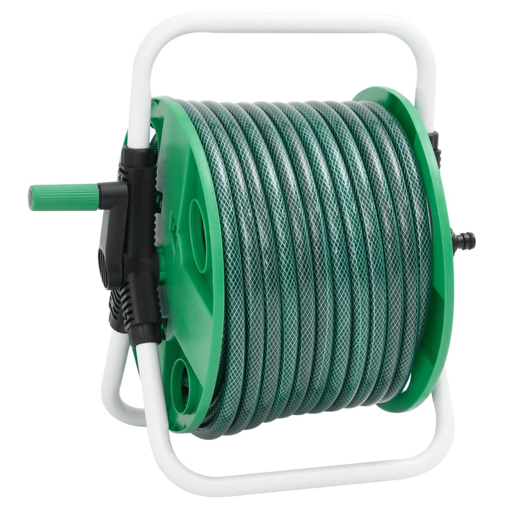 Free Standing Green Hose Reel with 30 m Hose PVC