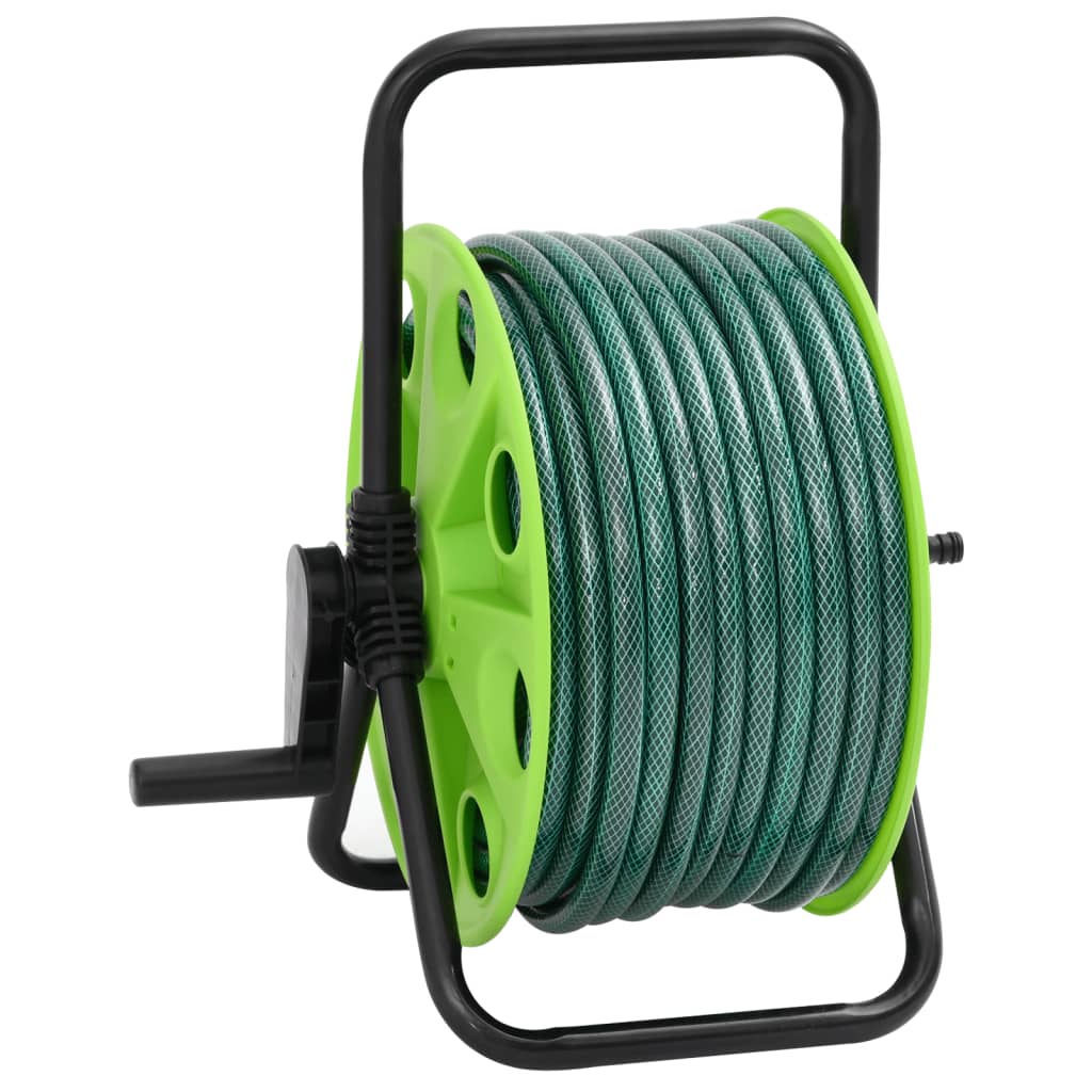 Free Standing Green Hose Reel with 30 m Hose PVC