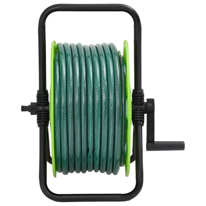 Free Standing Green Hose Reel with Hose Fitting Set 0.5" 20 m PVC