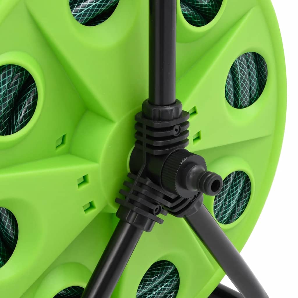 Free Standing Green Hose Reel with Hose Fitting Set 0.5" 20 m PVC