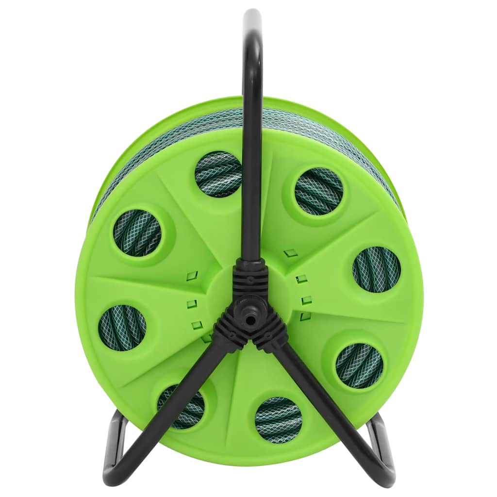 Free Standing Green Hose Reel with Hose Fitting Set 0.5" 50 m PVC