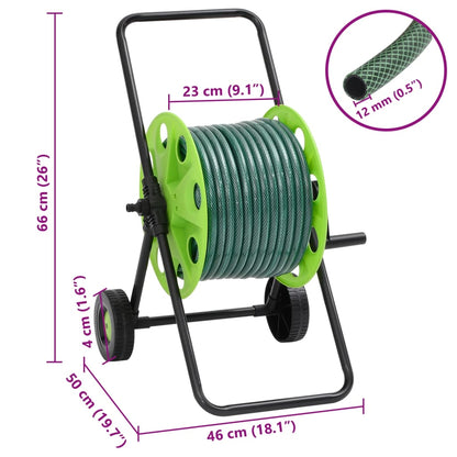 Green Hose Reel Cart with 30 m Hose PVC