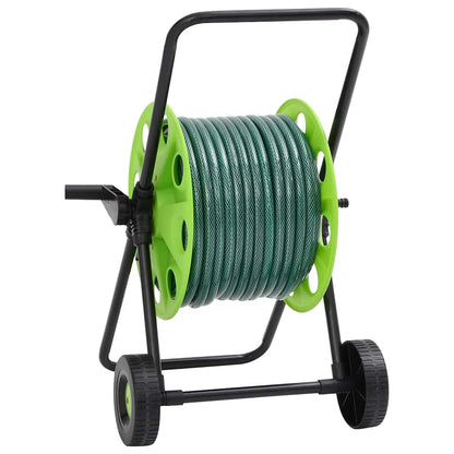Green Hose Reel Cart with Hose Fitting Set 0.5" 30 m PVC