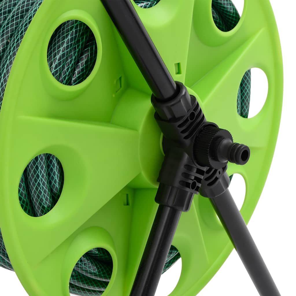 Green Hose Reel Cart with Hose Fitting Set 0.5" 30 m PVC