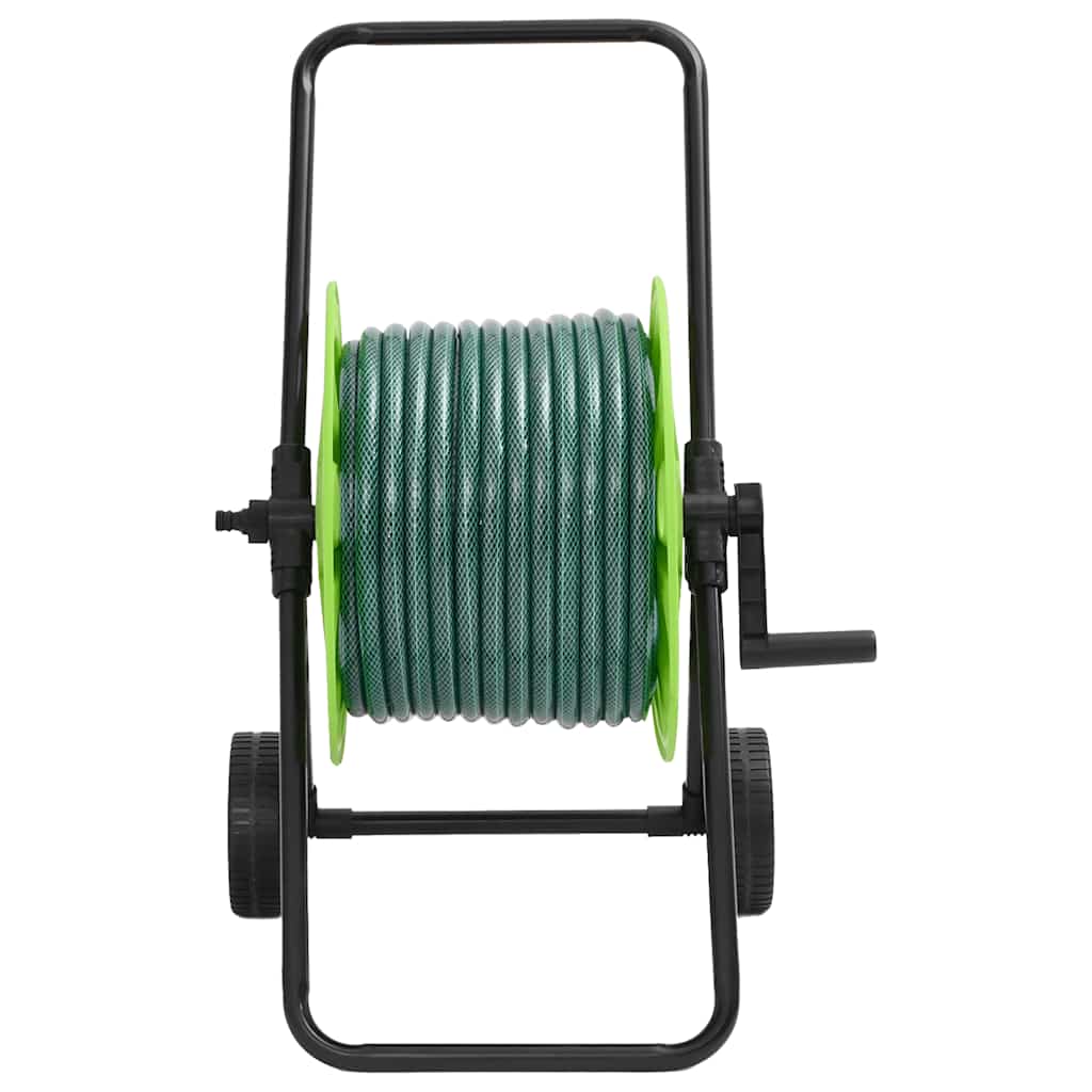Green Hose Reel Cart with Hose Fitting Set 0.5" 50 m PVC