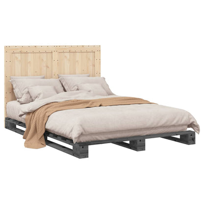 Bed Frame | Grey | Solid pinewood | 140 x 200 cm | Bed Frame