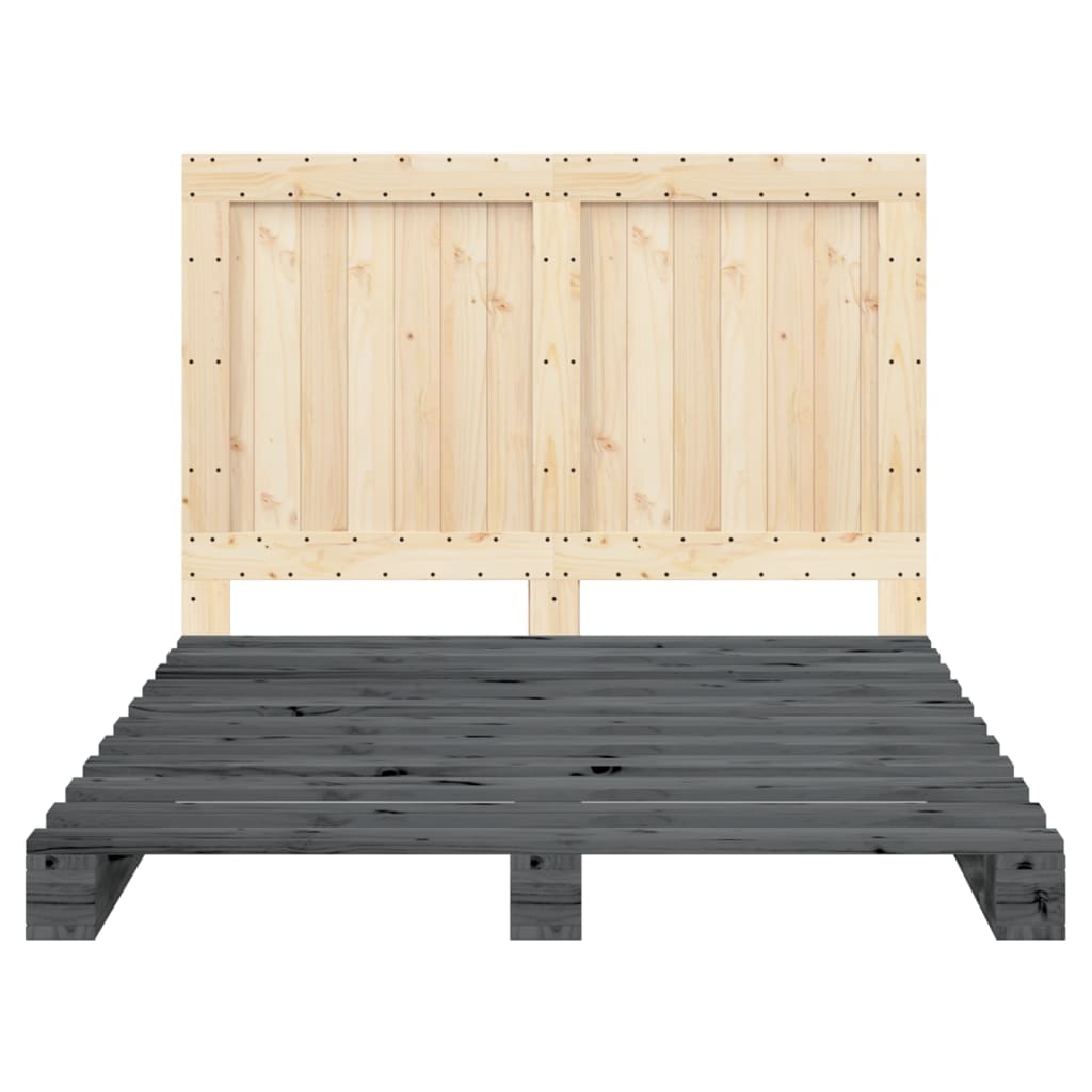 Bed Frame | Grey | Solid pinewood | 140 x 200 cm | Bed Frame