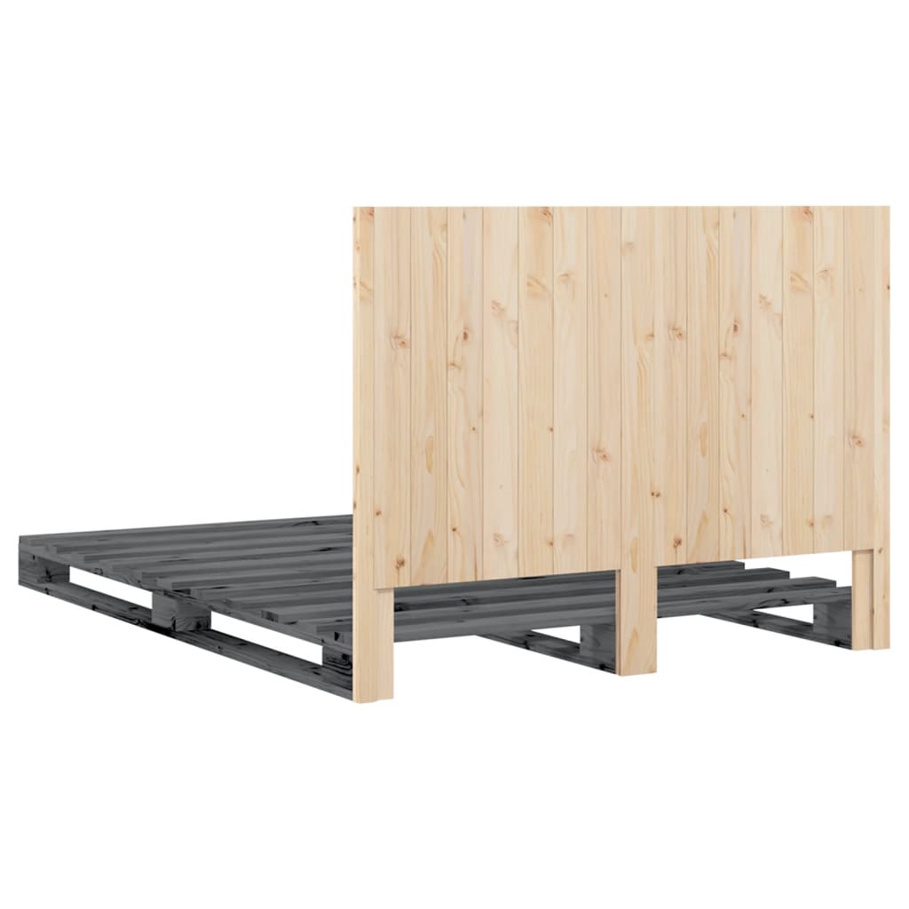 Bed Frame | Grey | Solid pinewood | 140 x 200 cm | Bed Frame