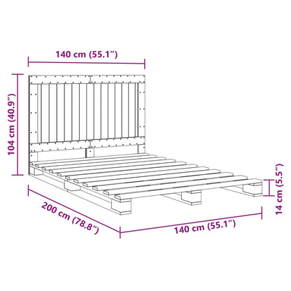 Bed Frame | Grey | Solid pinewood | 140 x 200 cm | Bed Frame