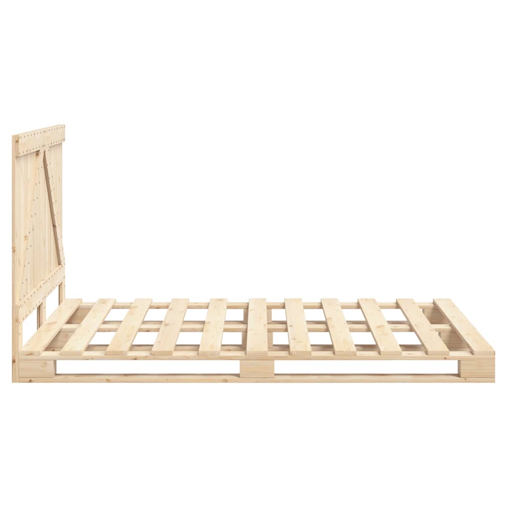 Bed Frame without Mattress with Headboard 140x200 cm Solid Wood