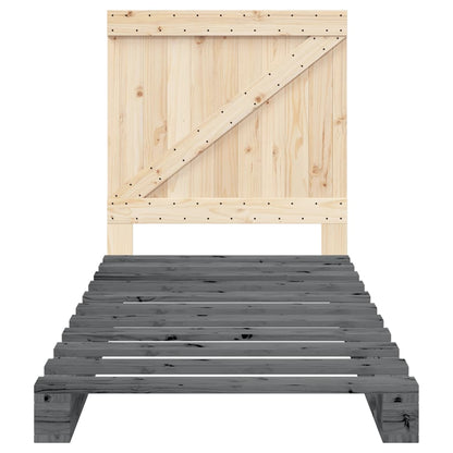 Bed Frame without Mattress  Grey 90x200 cm Solid Wood Pine