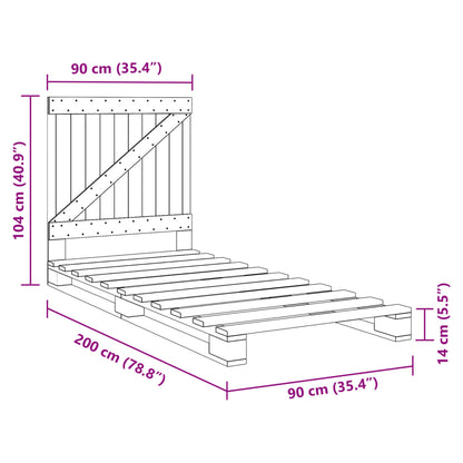Bed Frame without Mattress  Grey 90x200 cm Solid Wood Pine