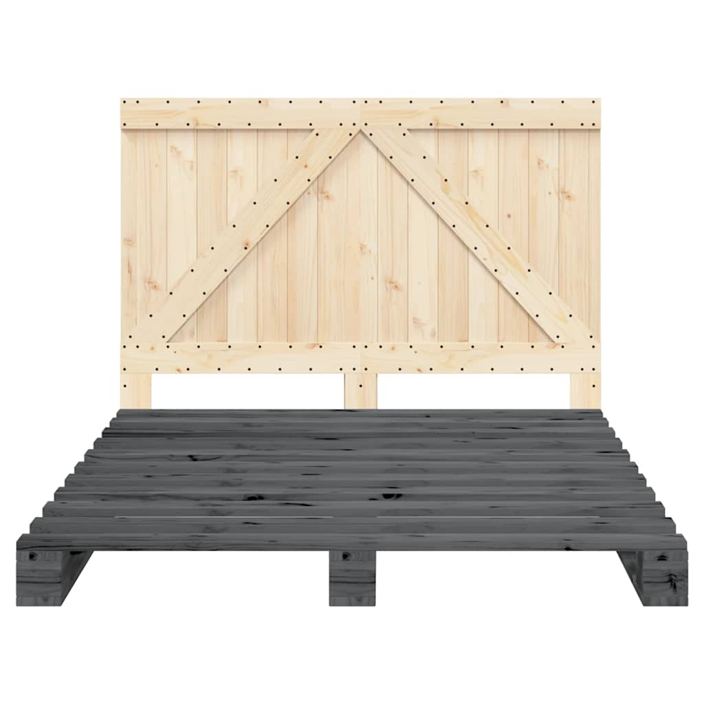 Bed Frame | Grey | Solid pinewood | Double | Durable | Bed Frame