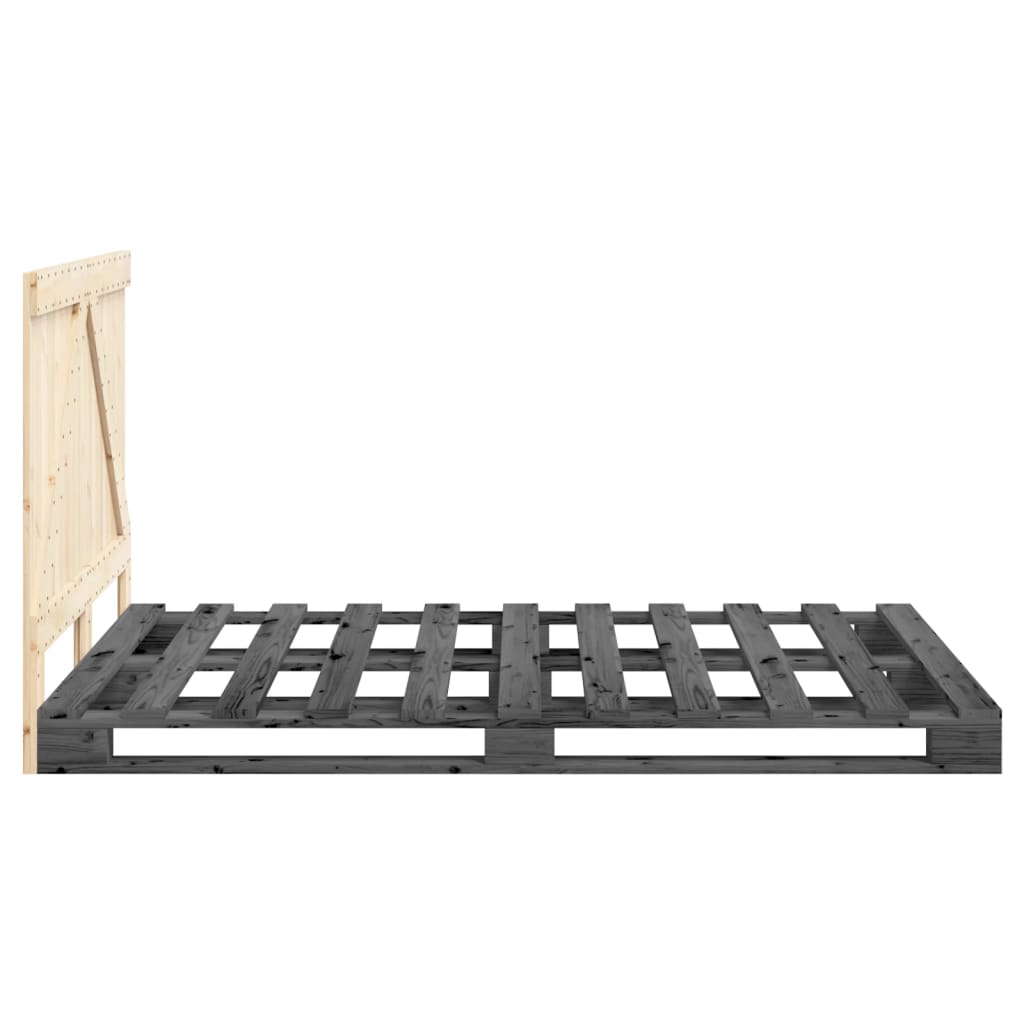 Bed Frame | Grey | Solid pinewood | Double | Durable | Bed Frame