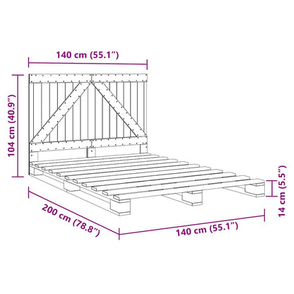 Bed Frame | Grey | Solid pinewood | Double | Durable | Bed Frame