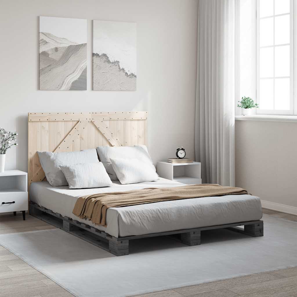 Bed Frame | Grey | Solid pinewood | Double | Durable | Bed Frame