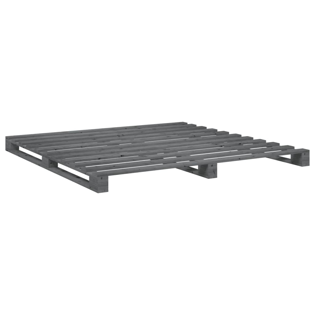 Bed Frame without Mattress  Grey 200x200 cm Solid Wood Pine