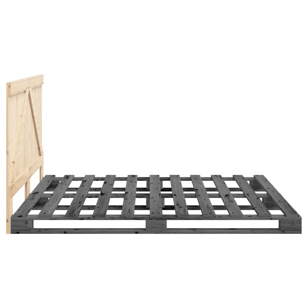 Bed Frame without Mattress  Grey 200x200 cm Solid Wood Pine
