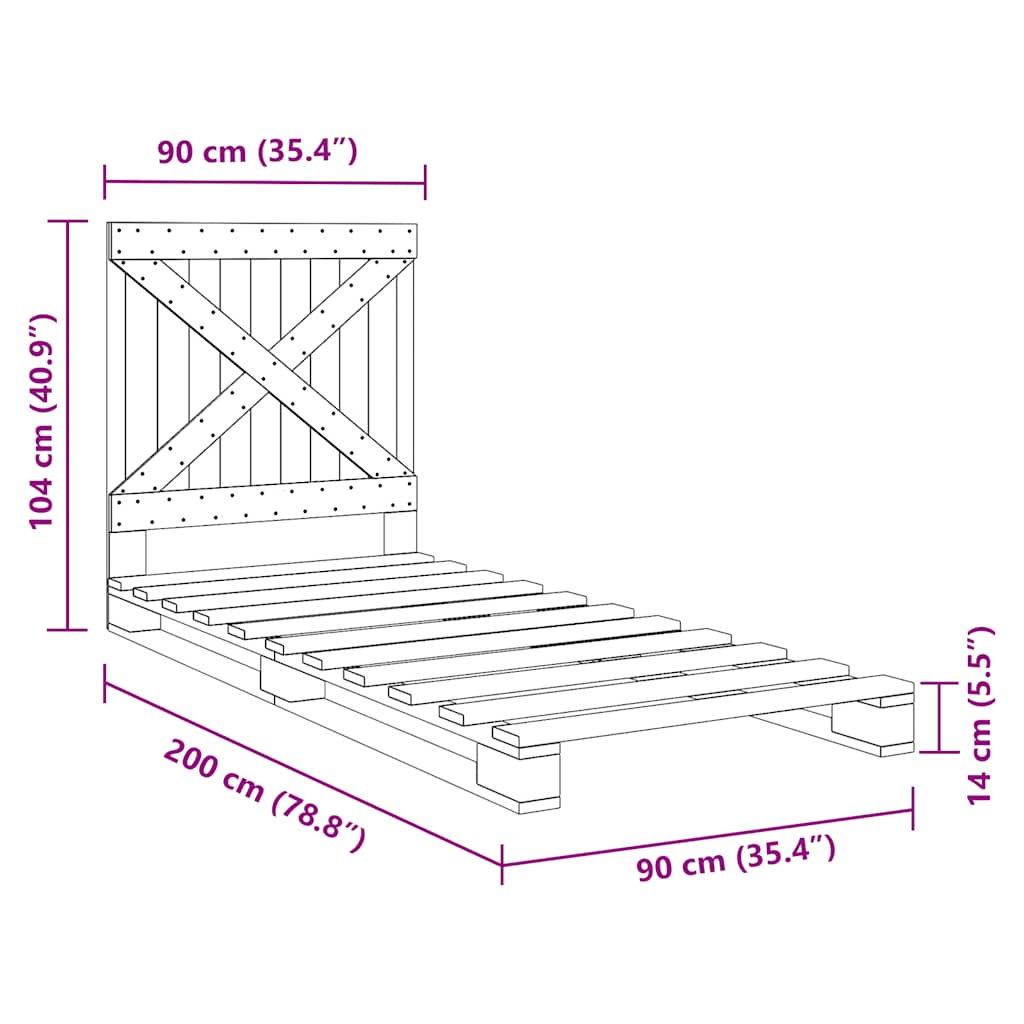 Bed Frame | Natural Wood | Solid pine wood | Single | Sturdy | Bed Frame