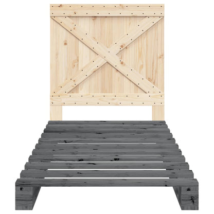 Bed Frame without Mattress  Grey 90x200 cm Solid Wood Pine