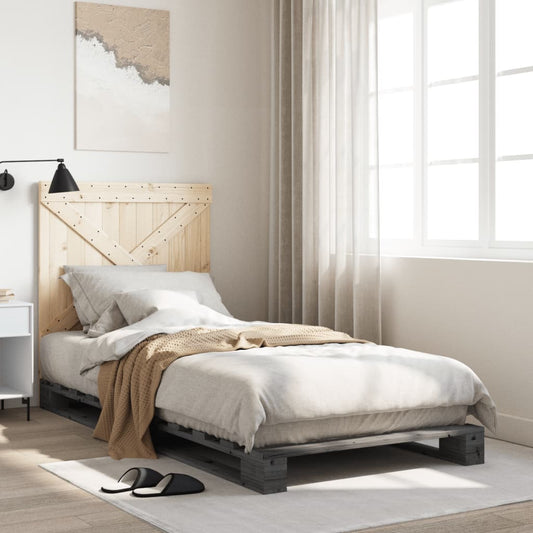 Bed Frame without Mattress  Grey 90x200 cm Solid Wood Pine